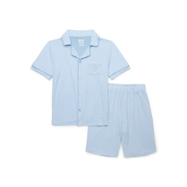 Sleep On It Boys Short Sleeve Button Down Pajama Coat and Shorts Set, 2-Piece, Sizes 4-10