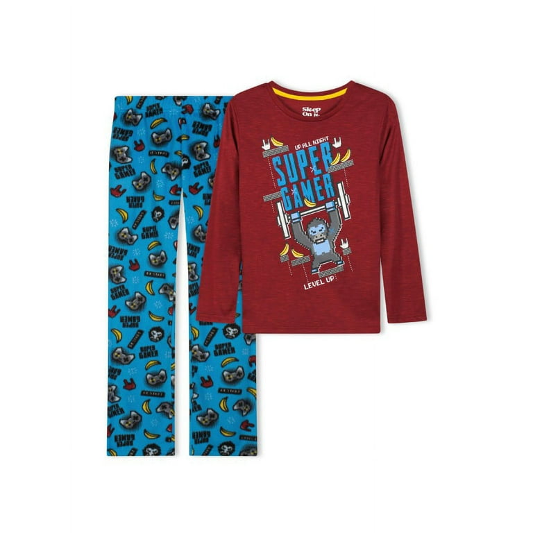 Sleep On It Boys Super Gamer Soft Fleece 2 Piece Pajama Sleep Set