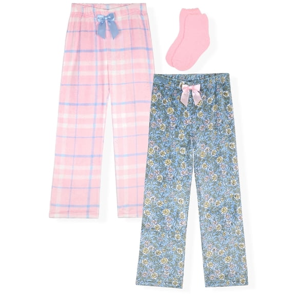 Sleep On It Girls 2-Pack Fleece Pajama Pants - Blue, 14-16