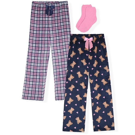 Sleep On It Girls 2-Pack Fleece Pajama Pants - Navy, 7-8