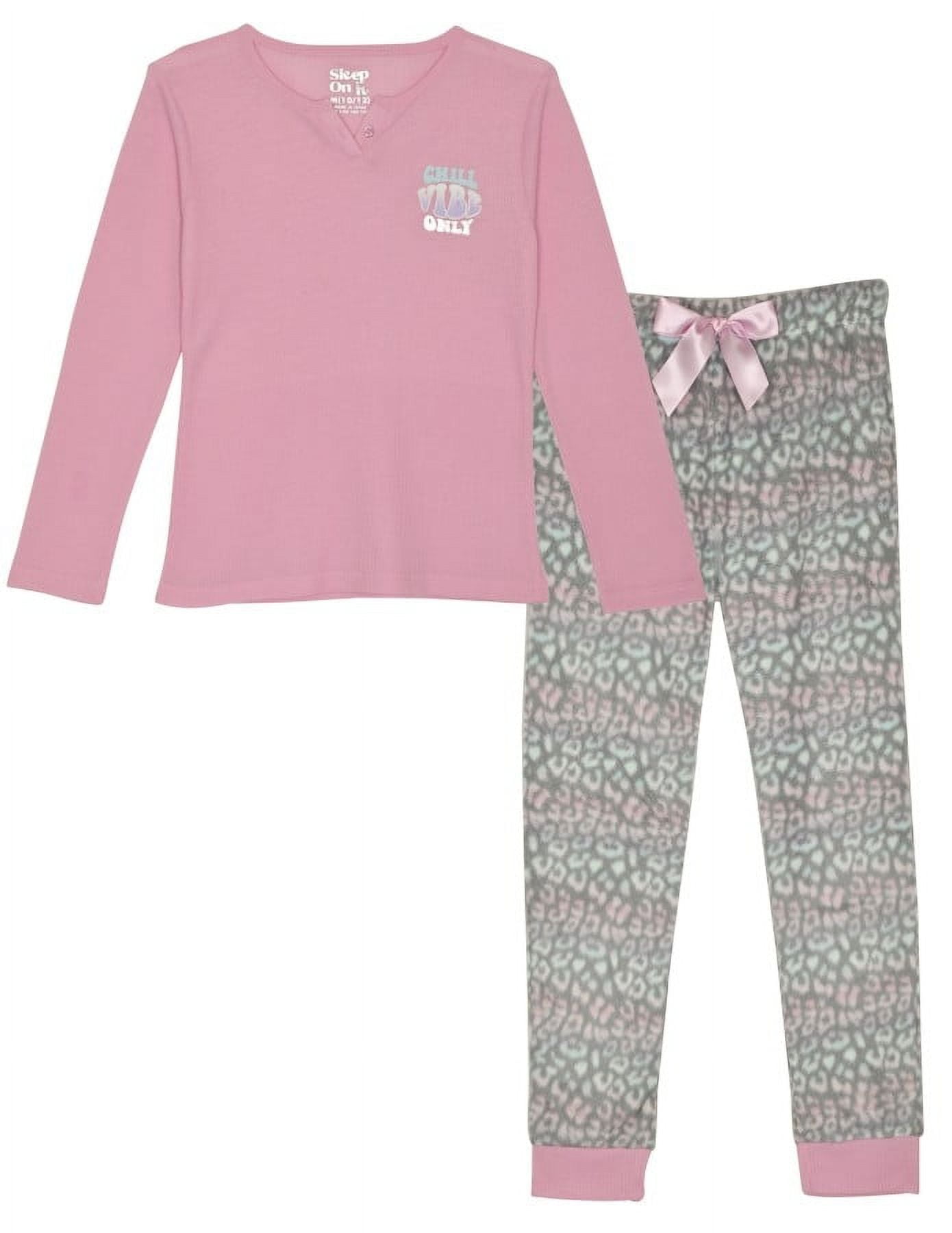 Sleep On It Girls 2Piece Fleece Pajama Sets Chill Vibes Only, Pink