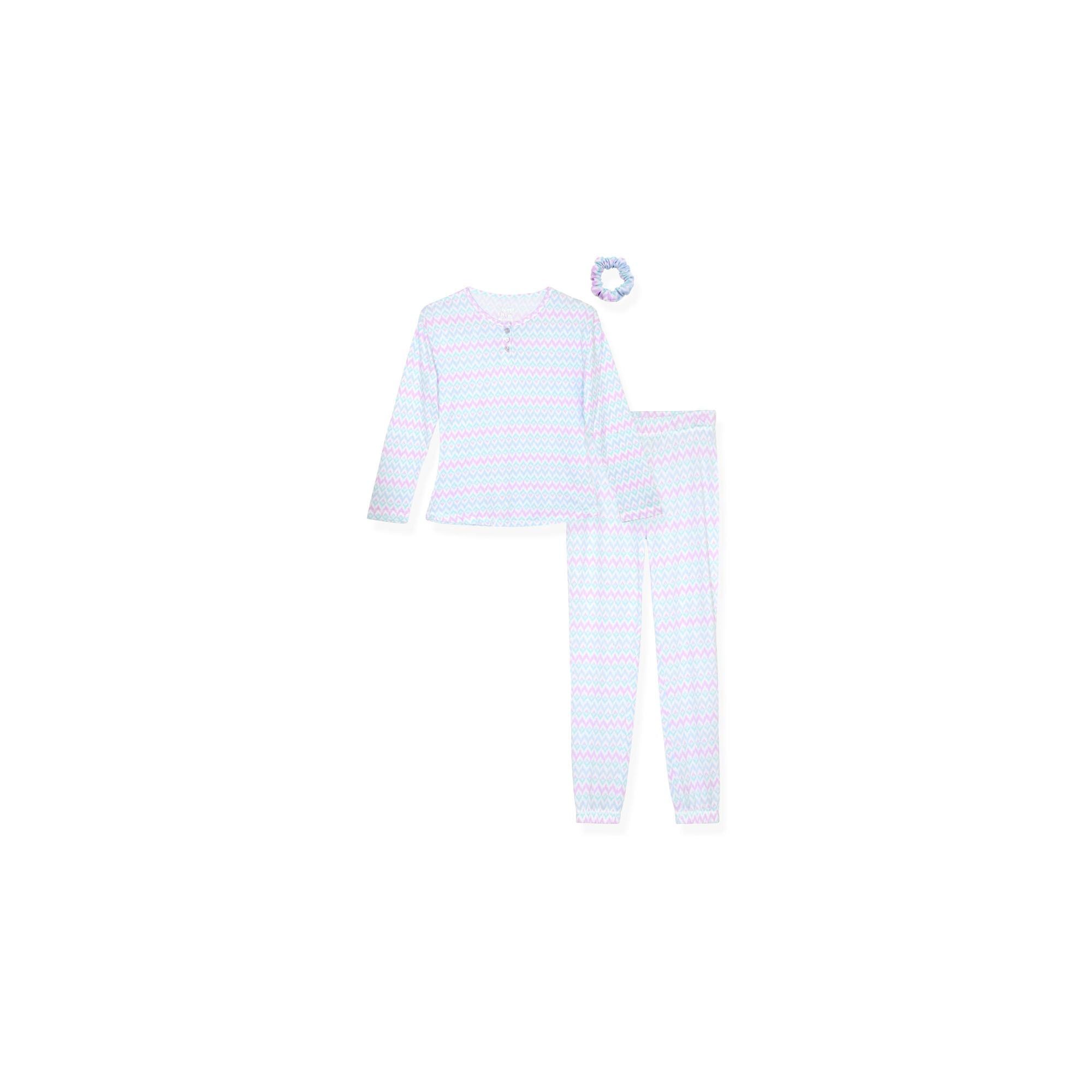 Sleep On It Girls 2 Piece Hacci Pajama Set Chevron Multicolored Pajama Set for Girls with Matching Scrunchie Size S 7 8 Walmart