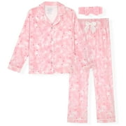 SLEEP ON IT Girls 2-Piece Button-Front Coat Pajama Set w/ Scrunchie - Velour Stars , 10-12