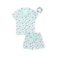 thumbnail image 1 of Sleep On It Girls 2-Piece Short-Sleeve Button Down Collared Coat Pajama Set with Matching Scrunchie - Butterfly , 6X, 1 of 5