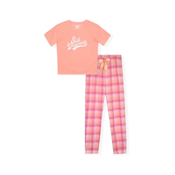 Sleep On It Girls Pajamas 2-Piece Short-Sleeve Jersey Pajama Pants Set - Dreaming, 10-12