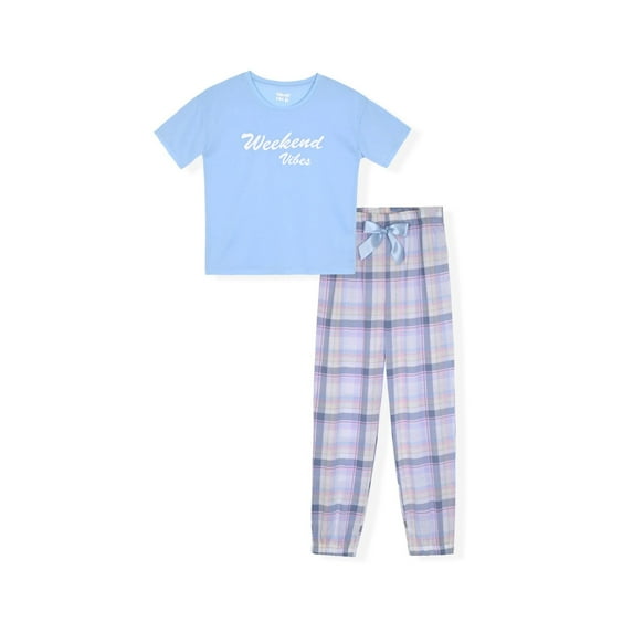 Sleep On It Girls 2-Piece Short-Sleeve Jersey Pajama Pants Set - Weekend , 10-12