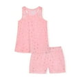 thumbnail image 1 of Sleep On It Girls 2-Piece Sleeveless Tank-Top Jersey Pajama Shorts Set with Matching Hair Scrunchie - Foil Hearts , 14-16, 1 of 5