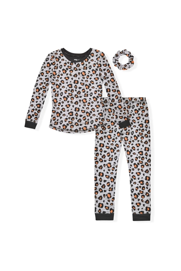 Girls 2-Piece Super Soft Jersey Long Sleeve Snug-Fit Pajama Set - Leopard , 4