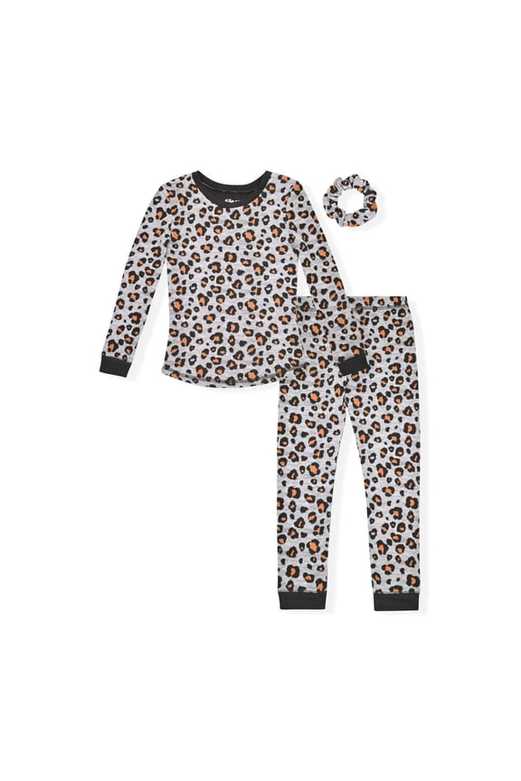 Girls 2-Piece Super Soft Jersey Long Sleeve Snug-Fit Pajama Set - Leopard , 5