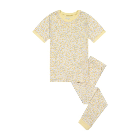 Sleep On It Girls 2-Piece Super Soft Jersey Snug-Fit Pajama Set - Buttercup Blossom, Size 4