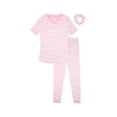 thumbnail image 1 of Sleep On It Girls 2-Piece Super Soft Jersey Snug-Fit Pajama Set - Love Stripe , 5, 1 of 5