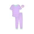 thumbnail image 1 of Sleep On It Girls 2-Piece Super Soft Jersey Snug-Fit Pajama Set with Matching Scrunchie - Butterflies Delight, Purple & Blue, Size 4, 1 of 4