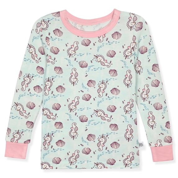 Sleep On It Girls 4PC Bamboo Snug Fit Pajama Sets ,Aqua ,7