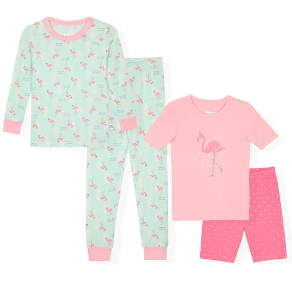 Sleep On It Girls 4PC Bamboo Snug Fit Pajama Sets ,Mint ,5