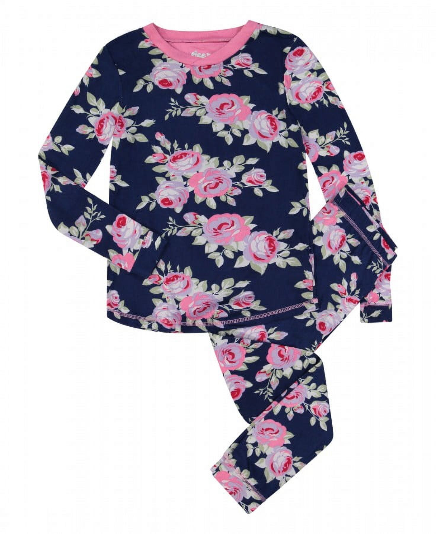 Sleep On It Girls Blooming Roses Super Soft Snug Fit 2-Piece Pajama ...