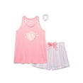 thumbnail image 1 of Sleep On It Girls Graphic Print Tank Top and Shorts Pajama Set with Scrunchie, 3-Piece, Sizes 7-16, 1 of 4