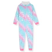 Sleep On It Girls Long-Sleeved Zip-Up Hooded Sleeper Pajama - Unicorn Stars, 7-8
