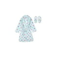 thumbnail image 1 of Sleep On It Girls Plush Flannel Fleece Collar Robe Set with Matching Slippers - Smiley, 10-12, 1 of 5
