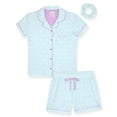 thumbnail image 1 of Sleep On It Girls Button Down Top and Shorts Pajama Set with Scrunchie, 2-Piece, Sizes 4-16, 1 of 5