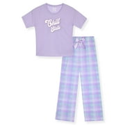 Sleep On It Girls Short Sleeve Top & Pant, 2-Piece Lounge Sleep Set, Sizes 7-16