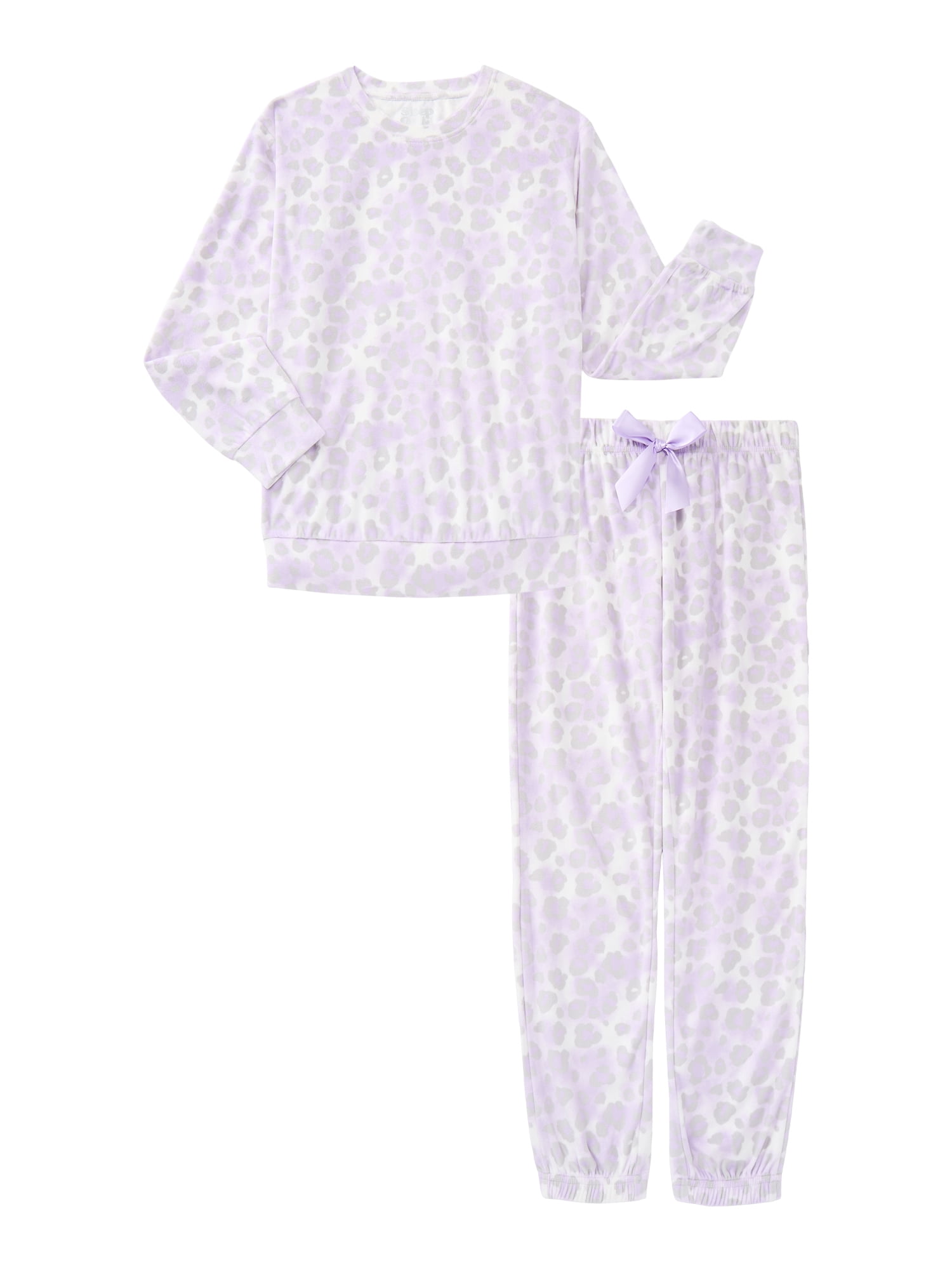 Sleep On It Girls Foil Print Velour Top and Pants Pajama Set, 2-Piece, Sizes 8-16