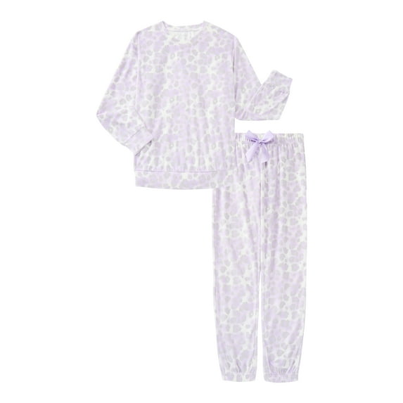 Sleep On It Girls Foil Print Velour Top and Pants Pajama Set, 2-Piece, Sizes 8-16