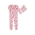 thumbnail image 1 of Sleep On It Infant Girls Long Sleeve Super Soft Snuggle Jersey Zip-Up Coverall Pajama with Matching Blankey Buddy - Strawberries - Pink, Size: 12M, 1 of 3
