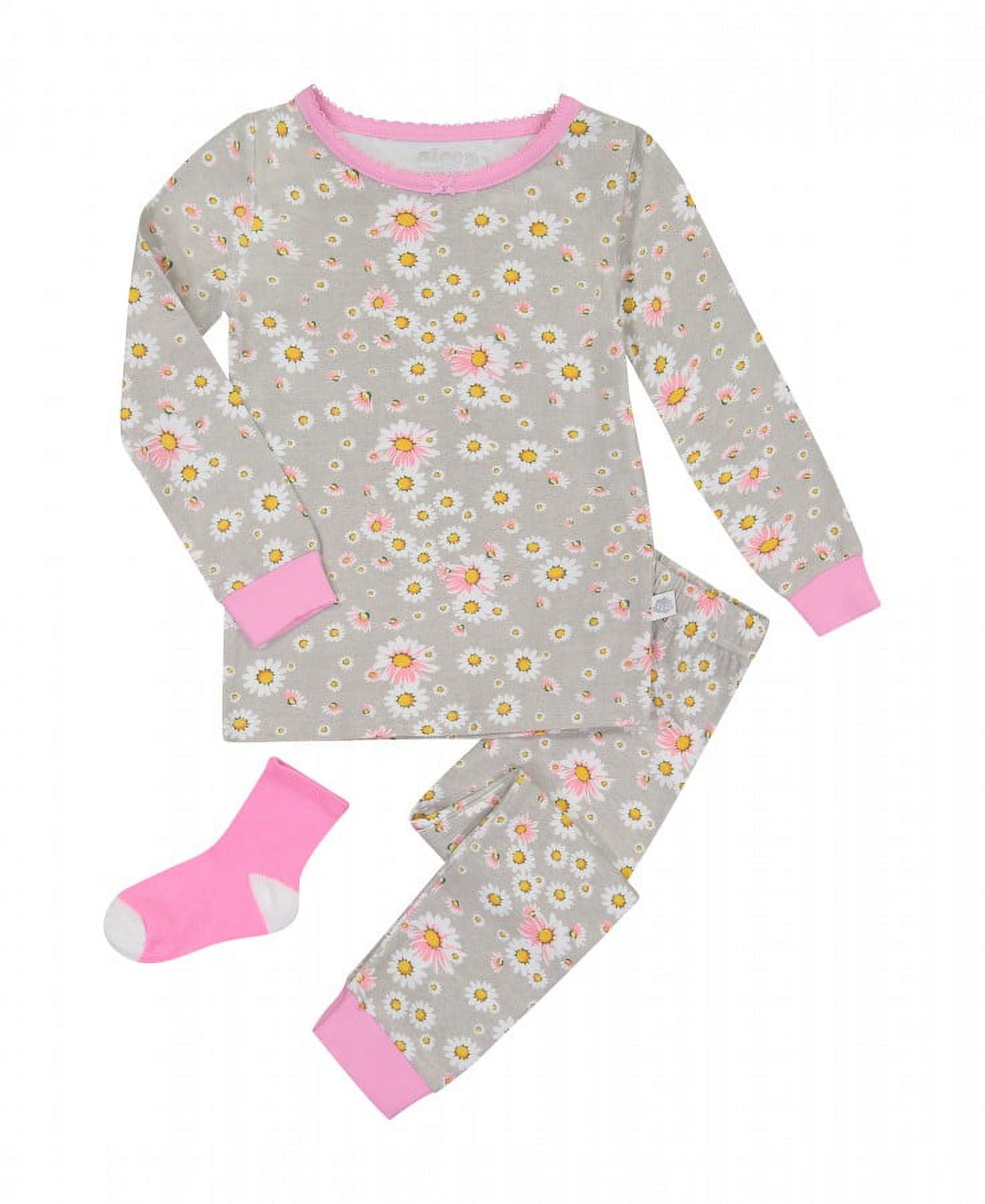 Sleep On It Infant/Toddler Girls Unicorn Kitty Snug Fit 2-Piece Pajama Sleep  Set With Matching Socks - Navy, 3T 