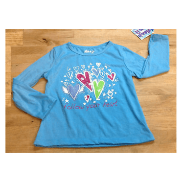 Sleep On It Little Girls' Follow Your Heart Pajama Top, Neon Blue,  XS 4-5