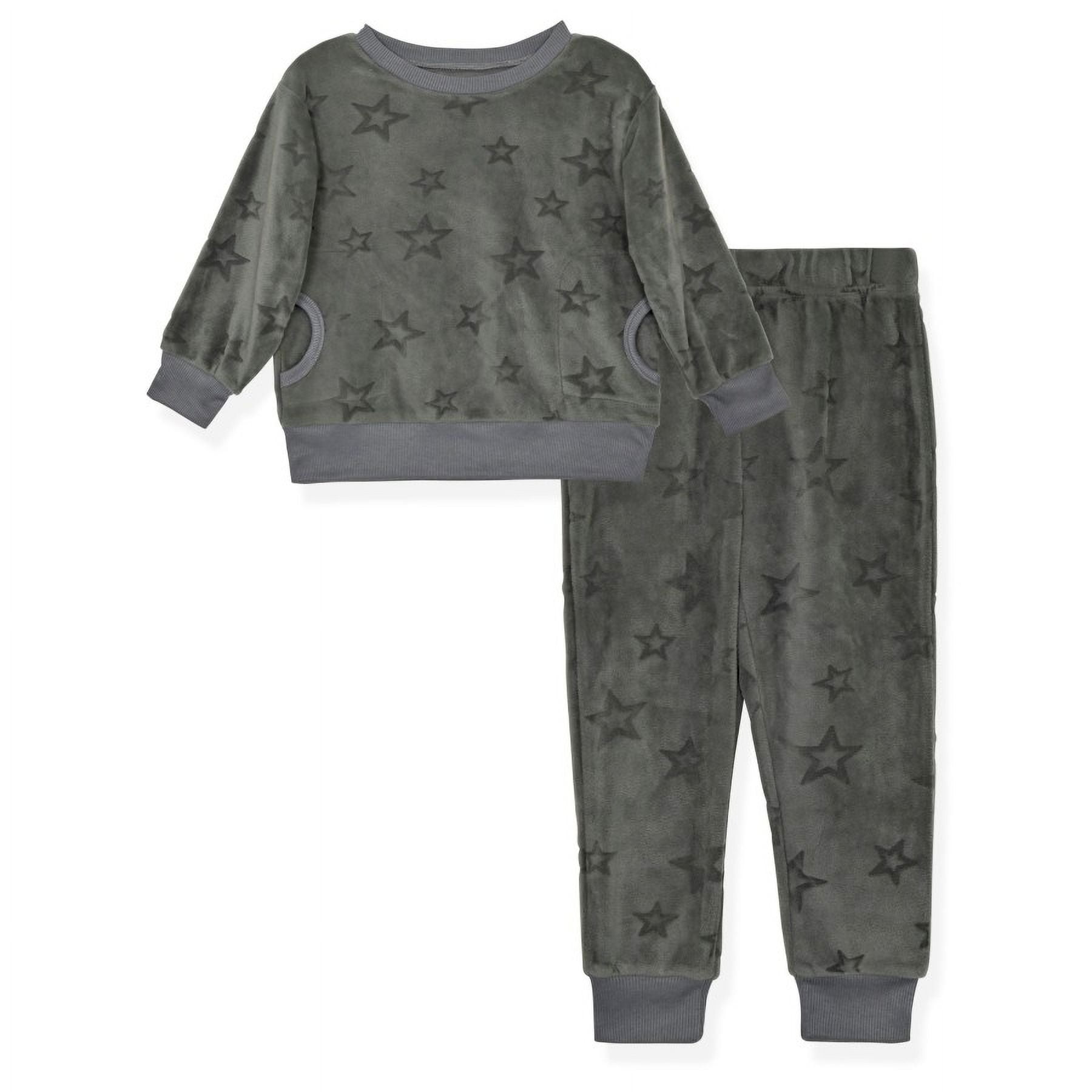 Sleep On It Toddler Boys 2Piece Velour Pajama Sets Stars, Gray Pajama