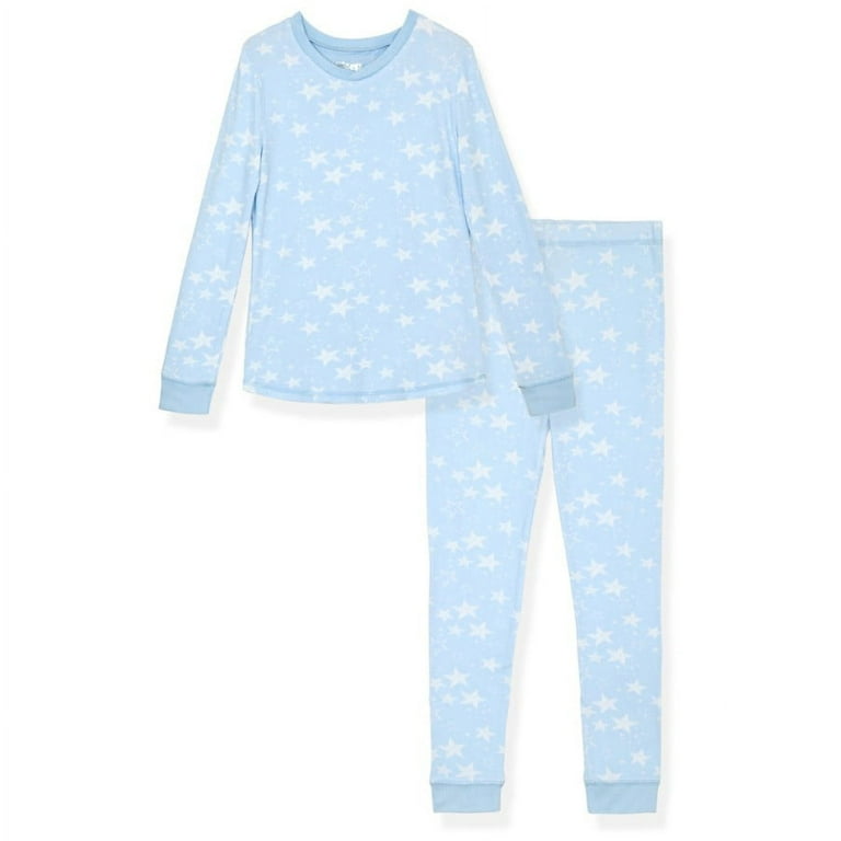 Sleep On It Toddler Girls 2 Piece Super Soft Jersey Snug Fit Pajama Set Stars Light Blue Pajama Set for Toddler Girls Size 4T