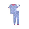 thumbnail image 1 of Sleep On It Toddler Girls 2-Piece Super Soft Jersey Snug-Fit Pajama Set with Matching Scrunchie - Delicate Florals, Blue & Pink, Size 3T, 1 of 4