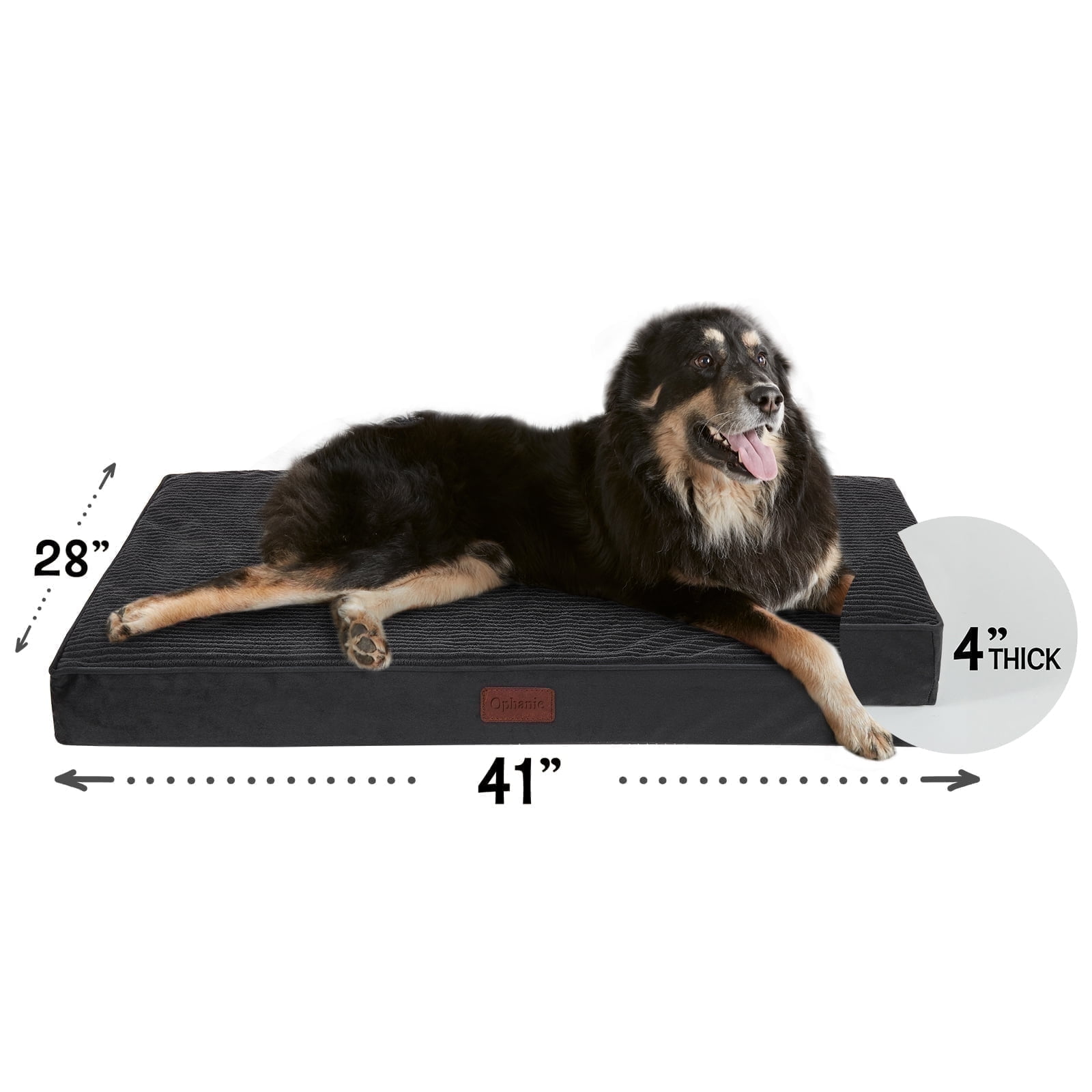 Ophanie Black Orthopedic Dog Bed for Large Dogs with Non-Slip Bottom, Waterproof and Machine Washable Removable Pet Bed Cover,Size(41"x28"x4") - Walmart.com