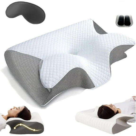 Sleep Pillow, Cervical Pillow, 2 in 1 Ergonomic Orthopedic Contour Support, Memory Foam Neck Support Pillows Cervical Neck Pillows
