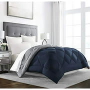 Sleep Restoration Down Alternative Comforter, Oversized, Reversible, King/Cal King, Navy/Sleet