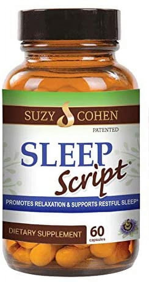 Sleep Script Capsules with Chamomile, Passionflower, Theanine, 5-HTP, Melatonin, Lemon balm for Relaxation 60ct by Suzy Cohen