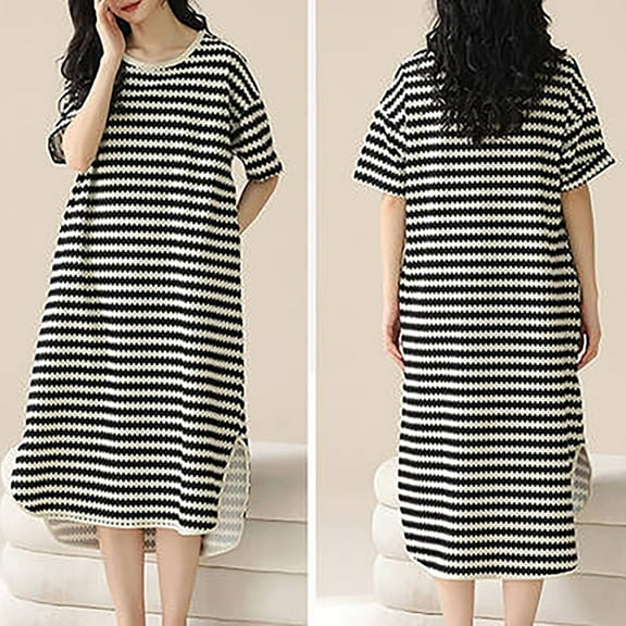 Sleep Shirts for Women Summer Camisole Nightgown Cotton Teenage Sexy Women's Sleepwear Mid Length with Chest Cushion Dress Summer Home Wear Black Xxl