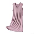 thumbnail image 1 of Sleep Shirts for Women Soft Cotton New Women Basic Sleeveless V Neck Nightgown Cotton Soft Comfy Tank Nightdress Flowy Pleated Lounge Mini Sleepdress Purple L, 1 of 5
