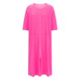 thumbnail image 1 of Sleep Shirts for Women New Women Robes Zipper Front Short Sleeve Full Length Housecoat Loose Loungewear Pajamas with Pockets Pinky XL, 1 of 6