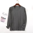 thumbnail image 1 of Yijfswar Sleep Shirts for Women Crewneck Long Sleeve Solid Color Pajamas Top, 1 of 1