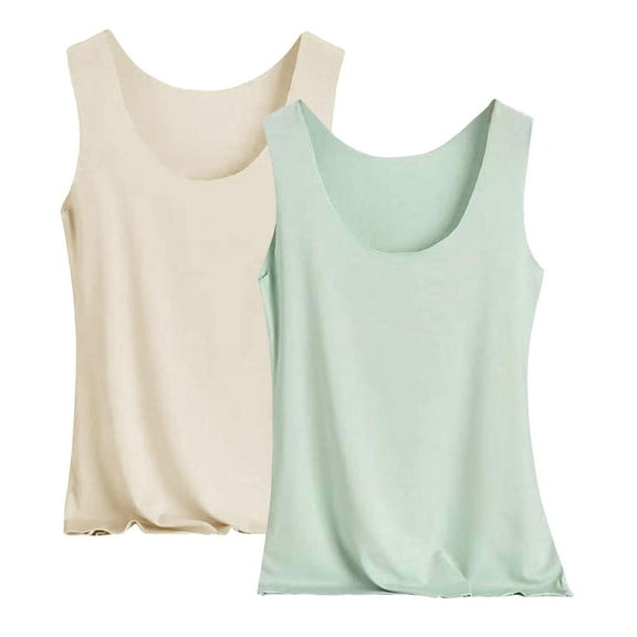 Sleep Shirts for Women Fashion Women Ladies Solid U-Neck Tank Pajama Tops 3Pc Bottom Tops Mint Green L