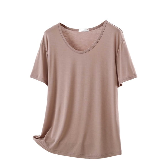 Sleep Shirts for Women - Lightweight Pajama Tops for Women,Modal Scoop Neck Solid Color Pajamas Top