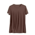 thumbnail image 1 of Sleep Shirts for Women Modal Round Neck Pleated Solid Color Lounge Pajamas Tops Soft Ladies Short Sleeve Pajama Shirt Summer Clearance, 1 of 6