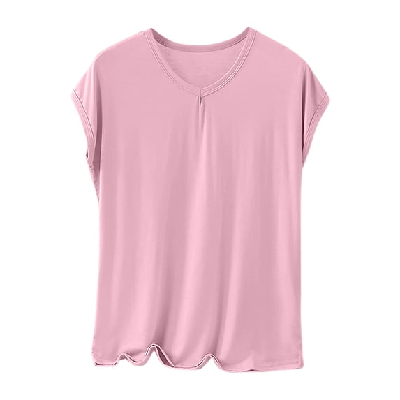 Sleep Shirts for Women - Pajama Tops for Women,Modal Round Neck Short Sleeve Solid Color Base Shirt Soft Comfy Loungewear