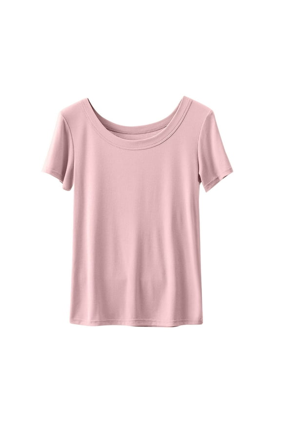 Sleep Shirts for Women - Pajama Tops for Women,Modal Round Neck Solid Color Pajamas Top
