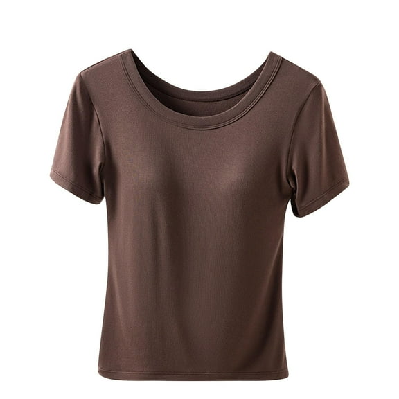 Sleep Shirts for Women - Pajama Tops for Women,Modal Round Neck Solid Color Pajamas Top