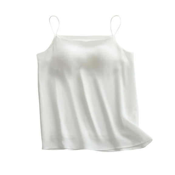 Sleep Shirts for Women Woman Lightweight and Chiffon V-Neck in Summer with Suspenders Vests Sleeveless Tops and Pajamas. White Xl