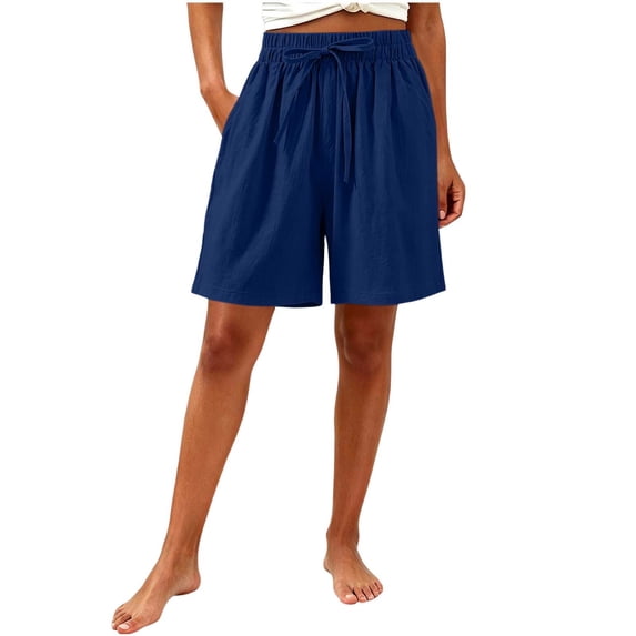 Sleep Shorts for Women Comfy Women’s Home Shorts Elastic Waist Drawstring Comfy Pajama Shorts Loose Casual Summer Boxer Shorts Loungewear Navy 3XL