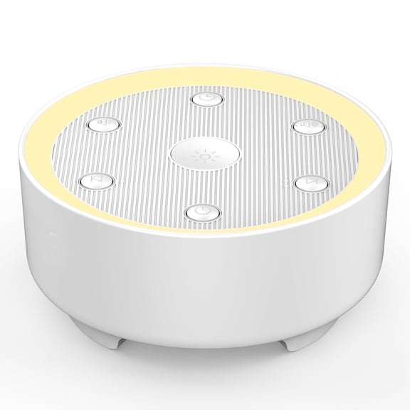Kipcush White Noise Machine - 21 Soothing Non-Looping Sounds, Dimmable Night Light, & Blind-Touch Buttons for Babies, Adults, Office & Travel