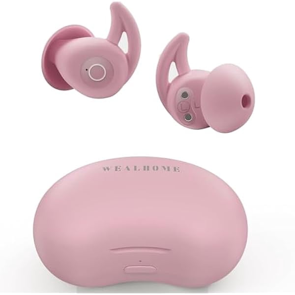 Sleep Sound Machine White Noise: WEALHOME Sleep Earbuds for Side Sleepers, Noise Blocking Headphones with Comfortable Fit for Sleeping, Bluetooth Wireless Earbuds, 4h Single Playtime (Peach)